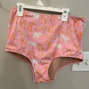 Kortni Jeane, large, pink jungle animal, high-waisted bottom, GUC